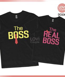 Áo thun cặp đen The Real Boss DC636