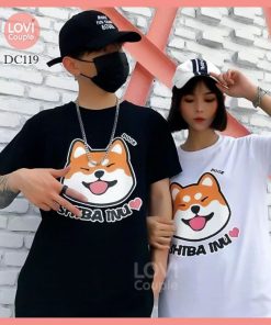 Áo thun cặp Đen Trắng Shiba Inu DC119