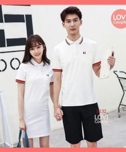 Đồ Đôi Váy Trắng Viền Cổ E132