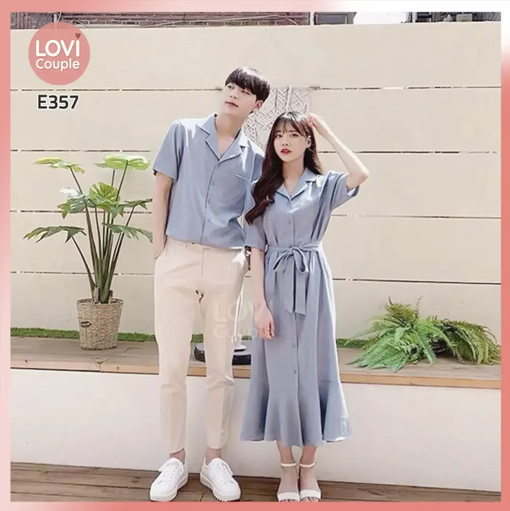 Áo Váy Đôi Xanh E357 2 Áo Váy Đôi Xanh E357