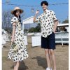 Áo Váy Đôi Trắng Hoạ Tiểt Đen Hàn Quốc E603