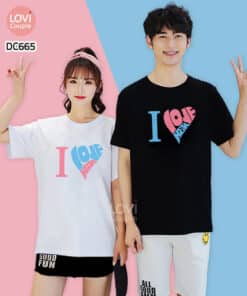 Dc665 Áo Thun Cặp Unisex Tay Ngắn I Love Him Her DC665